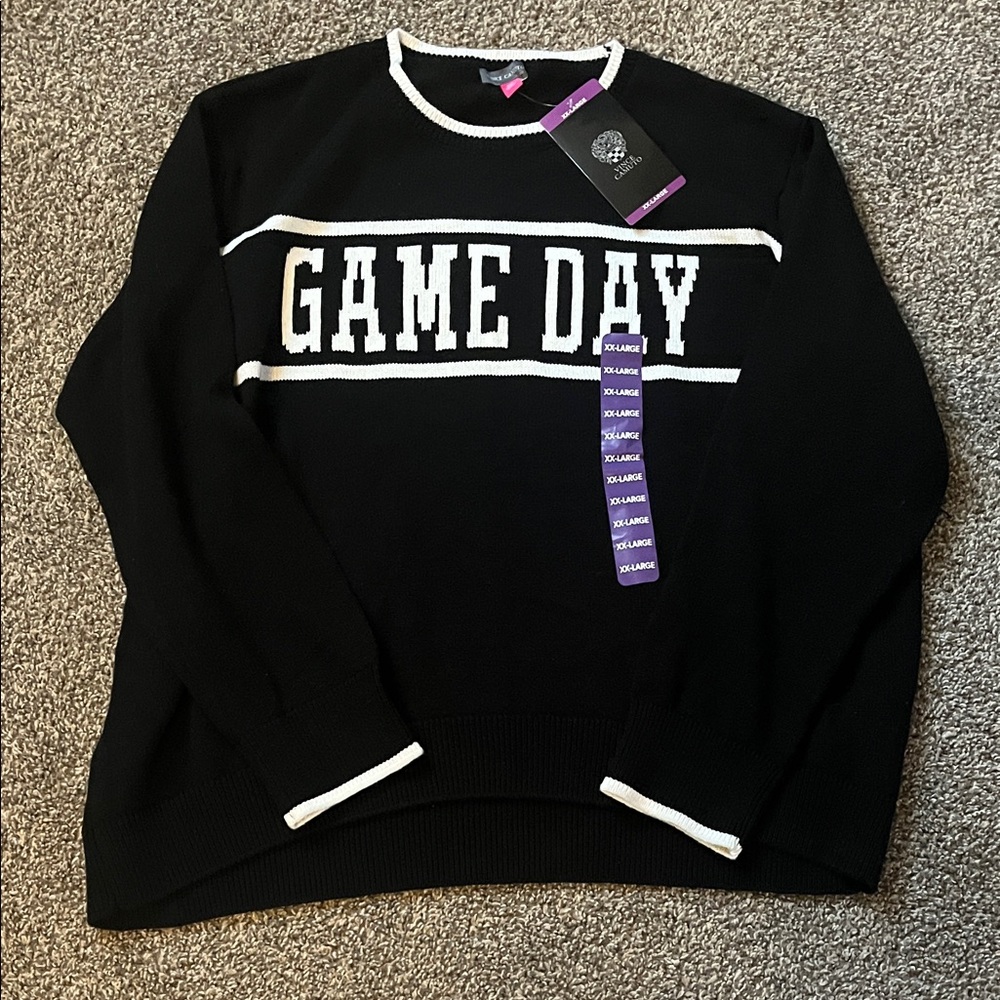 Vince Camuto Black and White Sweater “Game Day” Womens size XXL